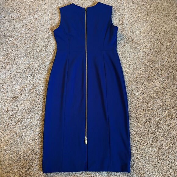 Calvin Klein Dress Womens 2 Blue Sheath Contrast Zipper Office Cocktail Party - Picture 2 of 10